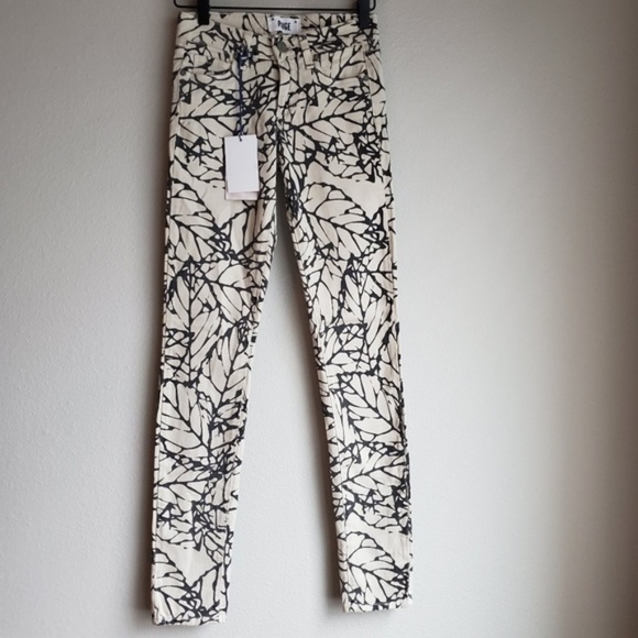 Paige Skyline Skinny in Leaf Print size 24 NWT - Picture 1 of 7